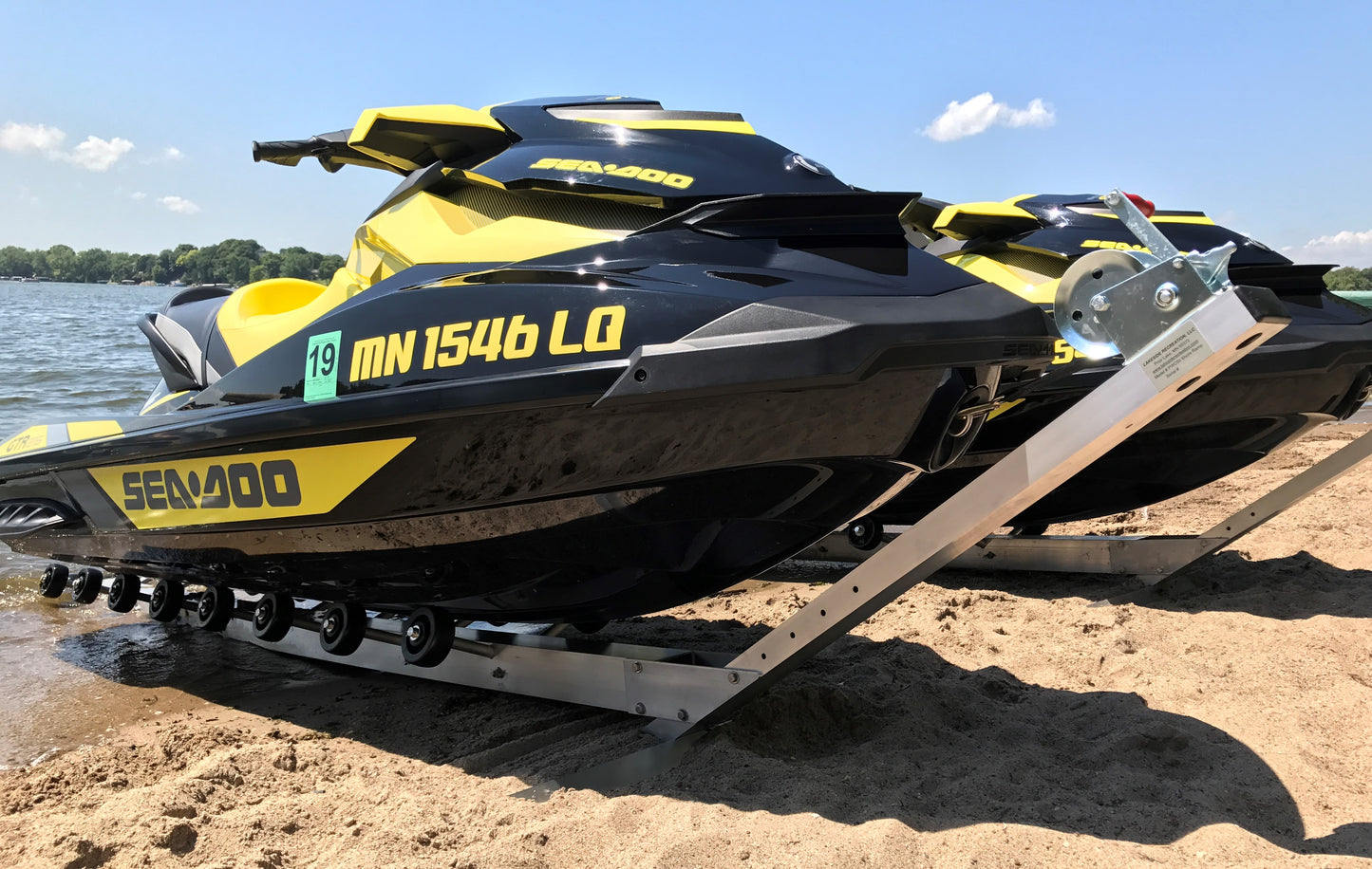 The PWC-50 shore ramp stores your PWC conveniently on shore.